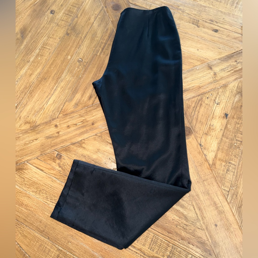 Etcetera black silky dress pants - wool blend - quality  - size 8 side zip